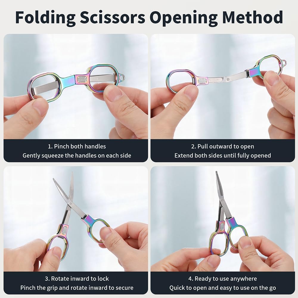 Folding Travel Scissors, Portable Mini Badge Scissors