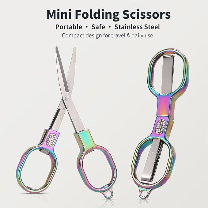 Folding Travel Scissors, Portable Mini Badge Scissors