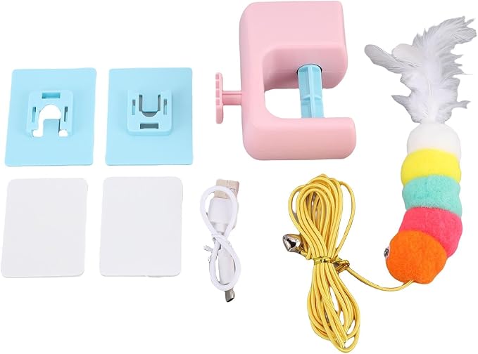Automatic Retractable Hanging Cat Teaser Toy for Indoor Cats, Pink