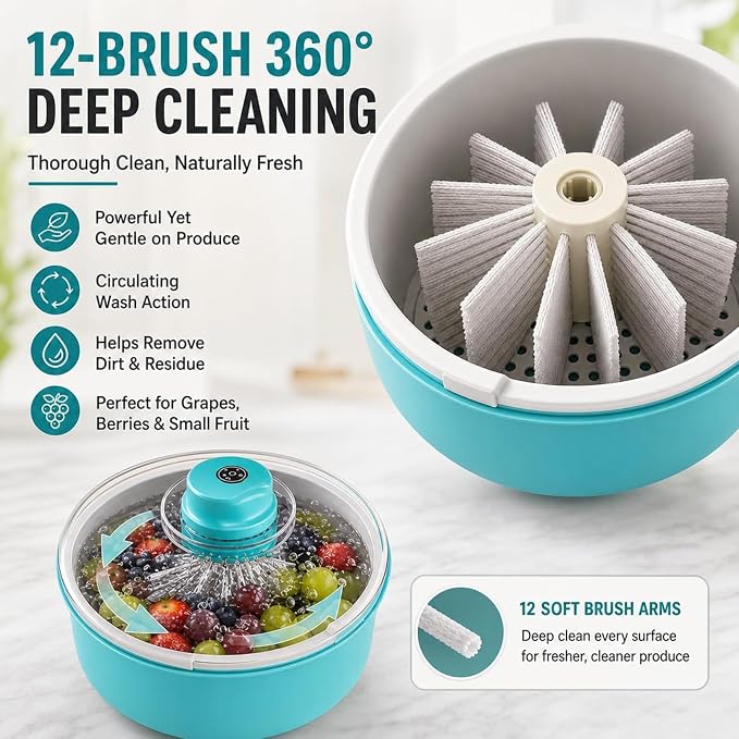 Electric Salad Spinner and Produce Washer, Fruit Vegetable Cleaner Bowl