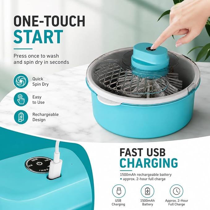 Electric Salad Spinner and Produce Washer, Fruit Vegetable Cleaner Bowl