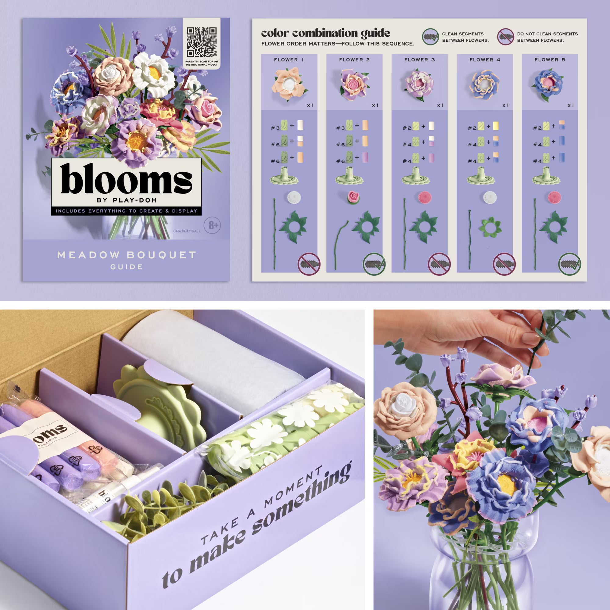 Blooms by Play-Doh Meadow Flower Bouquet Arts & Crafts Kit for Adults, Home & Desk Décor