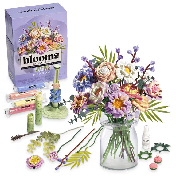 Blooms by Play-Doh Meadow Flower Bouquet Arts & Crafts Kit for Adults, Home & Desk Décor
