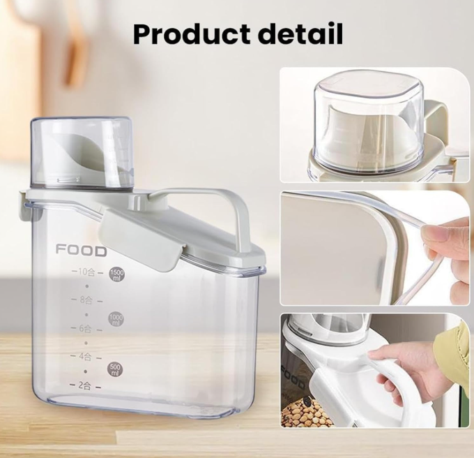 Plastic Cereal Dispenser Storage Box Kitchen Food Grain Rice