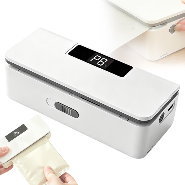 Portable Mini Bag Sealer USB Rechargeable Magnetic Design Built In Cutter Adjustable Heat Sealing Machine for Snack Food Storage Kitchen Home Travel Compact Portable