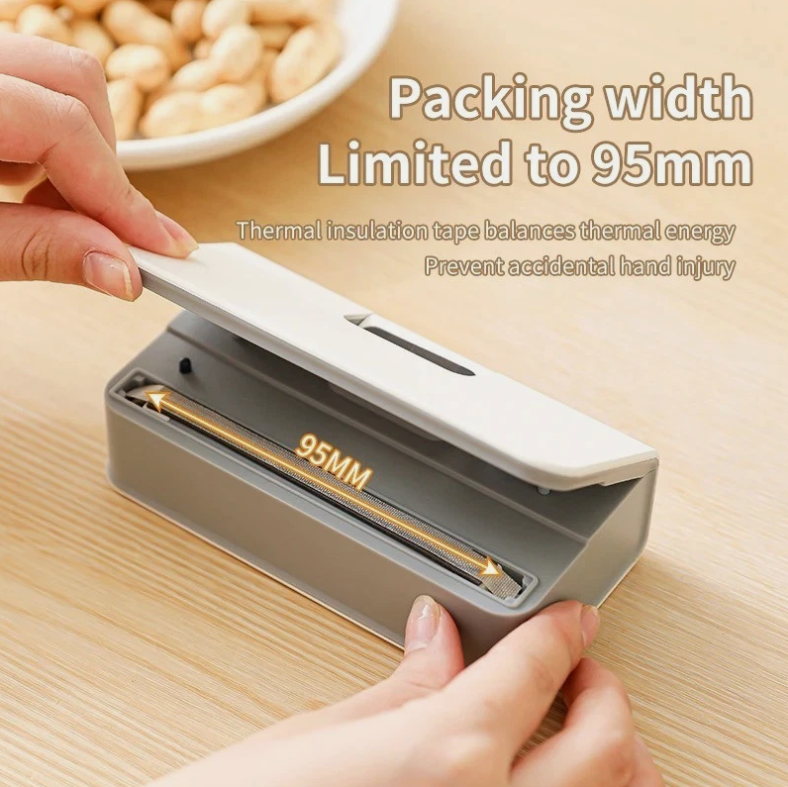 Portable Mini Bag Sealer USB Rechargeable Magnetic Design Built In Cutter Adjustable Heat Sealing Machine for Snack Food Storage Kitchen Home Travel Compact Portable