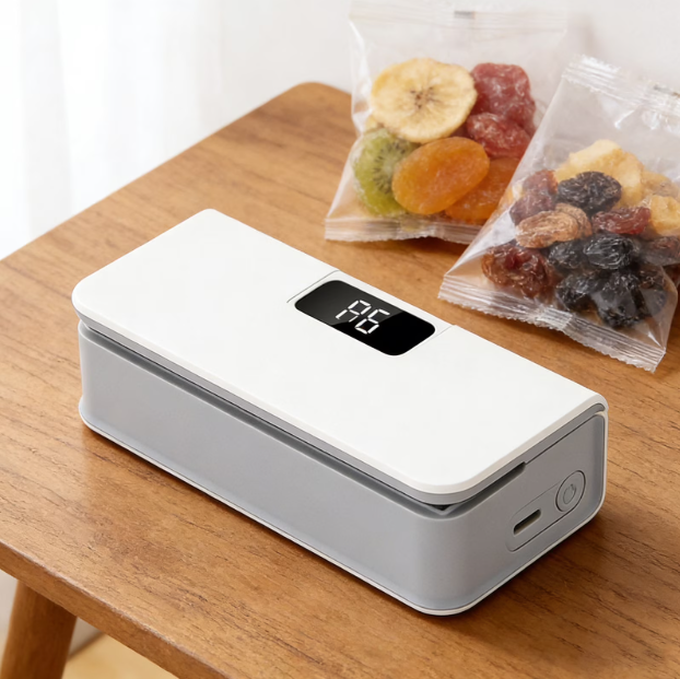 Portable Mini Bag Sealer USB Rechargeable Magnetic Design Built In Cutter Adjustable Heat Sealing Machine for Snack Food Storage Kitchen Home Travel Compact Portable