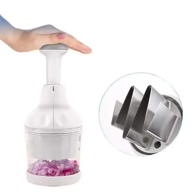 Pamperd Chef Food Chopper, Vegetable Chopper, Onion Chopper, Garlic Chopper, Nuts Chopper - Hand Chopper For Vegetables, Salads, Fruits, Nuts. Dishwasher-safe, White, Easy To Clean