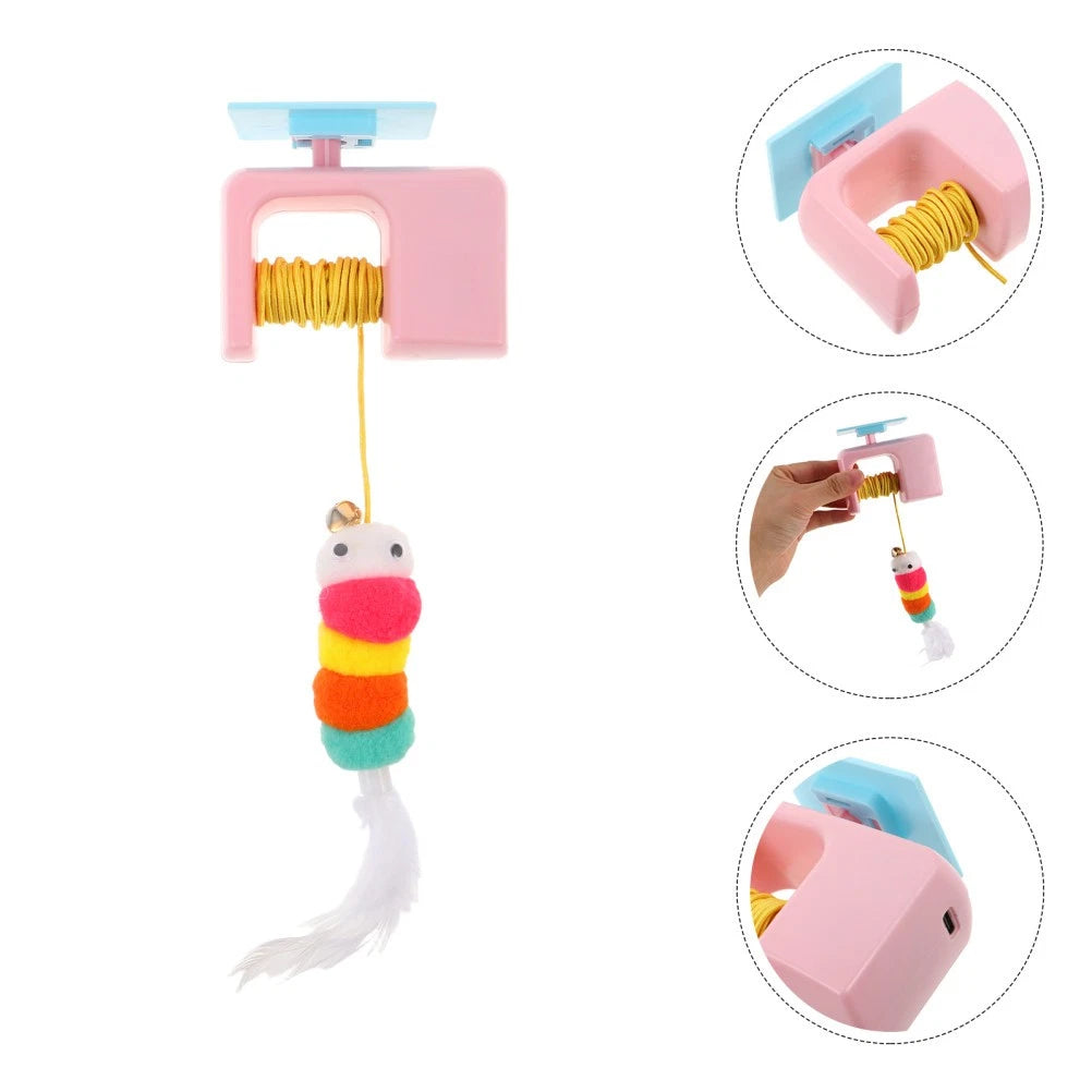 Automatic Retractable Hanging Cat Teaser Toy for Indoor Cats, Pink